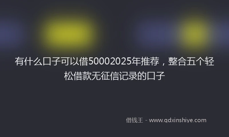 有什么口子可以借50002025年推荐，整合五个轻松借款无征信记录的口子