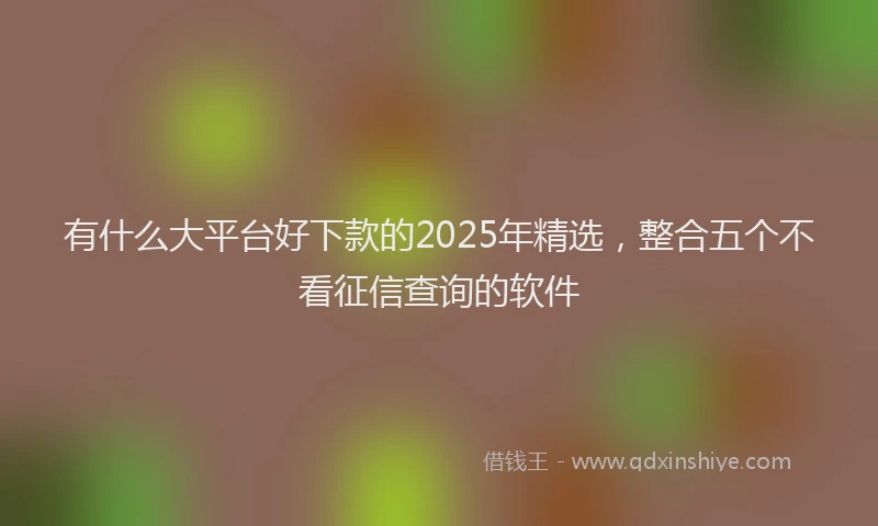 有什么大平台好下款的2025年精选，整合五个不看征信查询的软件