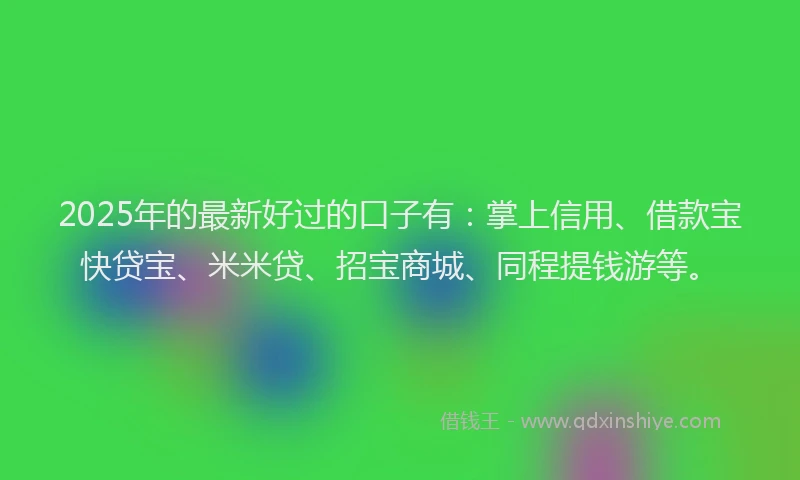 2025年的最新好过的口子有：掌上信用、借款宝快贷宝、米米贷、招宝商城、同程提钱游等。
