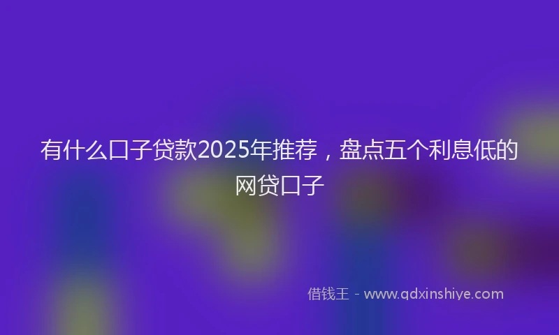 有什么口子贷款2025年推荐，盘点五个利息低的网贷口子