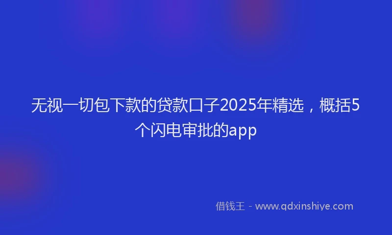无视一切包下款的贷款口子2025年精选，概括5个闪电审批的app