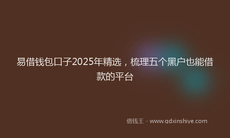易借钱包口子2025年精选，梳理五个黑户也能借款的平台
