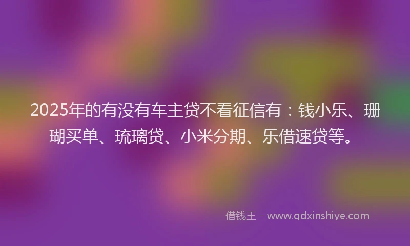 2025年的有没有车主贷不看征信有：钱小乐、珊瑚买单、琉璃贷、小米分期、乐借速贷等。
