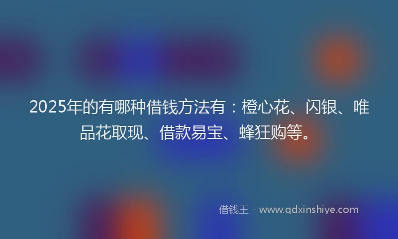 2025年的有哪种借钱方法有：橙心花、闪银、唯品花取现、借款易宝、蜂狂购等。