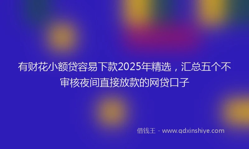 有财花小额贷容易下款2025年精选，汇总五个不审核夜间直接放款的网贷口子