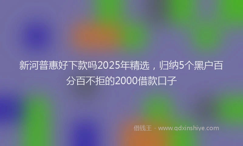 新河普惠好下款吗2025年精选，归纳5个黑户百分百不拒的2000借款口子