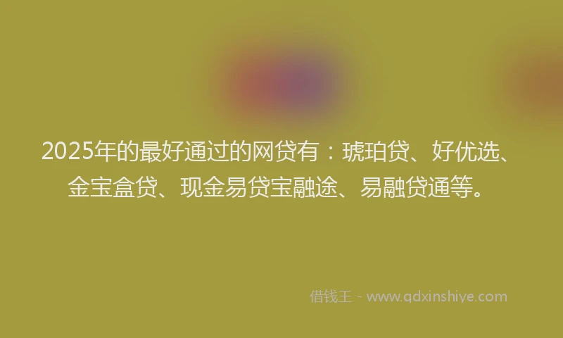 2025年的最好通过的网贷有：琥珀贷、好优选、金宝盒贷、现金易贷宝融途、易融贷通等。