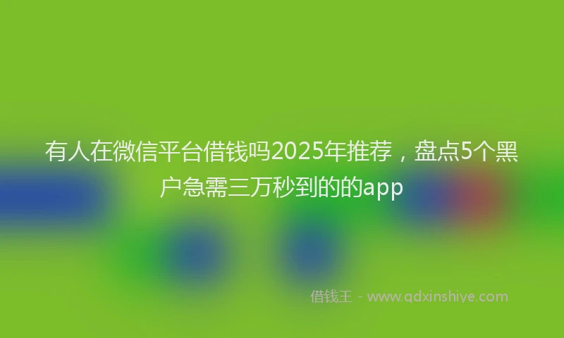 有人在微信平台借钱吗2025年推荐，盘点5个黑户急需三万秒到的的app