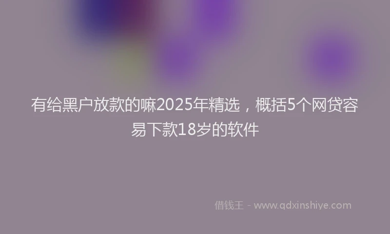 有给黑户放款的嘛2025年精选，概括5个网贷容易下款18岁的软件