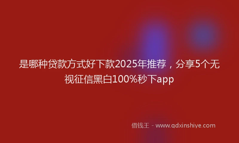 是哪种贷款方式好下款2025年推荐，分享5个无视征信黑白100%秒下app