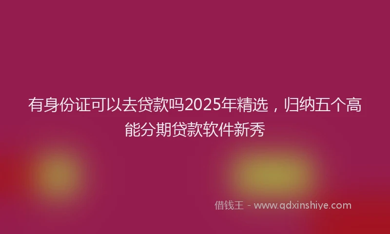 有身份证可以去贷款吗2025年精选，归纳五个高能分期贷款软件新秀