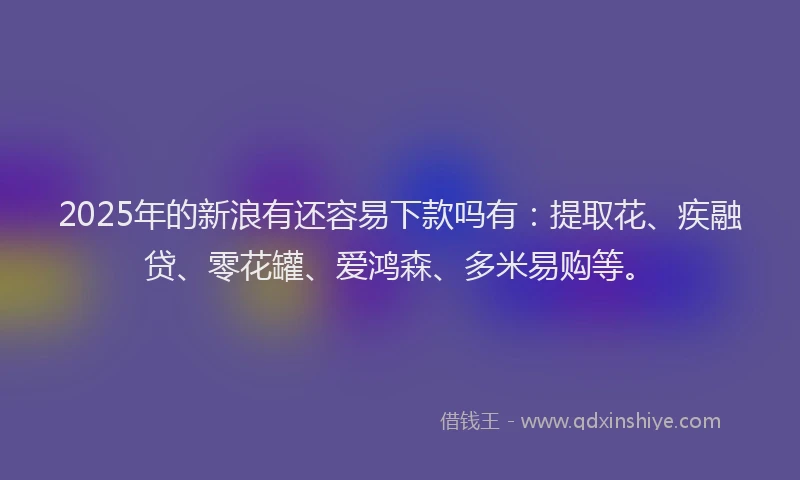 2025年的新浪有还容易下款吗有：提取花、疾融贷、零花罐、爱鸿森、多米易购等。