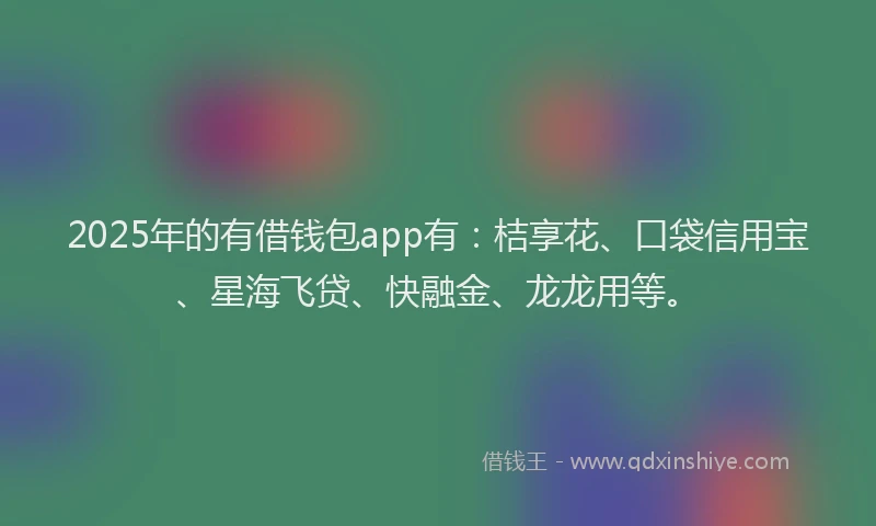 2025年的有借钱包app有：桔享花、口袋信用宝、星海飞贷、快融金、龙龙用等。