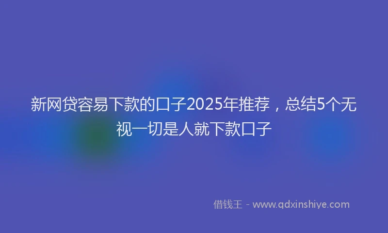 新网贷容易下款的口子2025年推荐，总结5个无视一切是人就下款口子