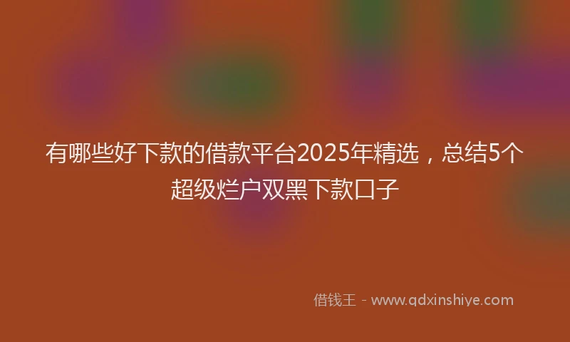有哪些好下款的借款平台2025年精选，总结5个超级烂户双黑下款口子