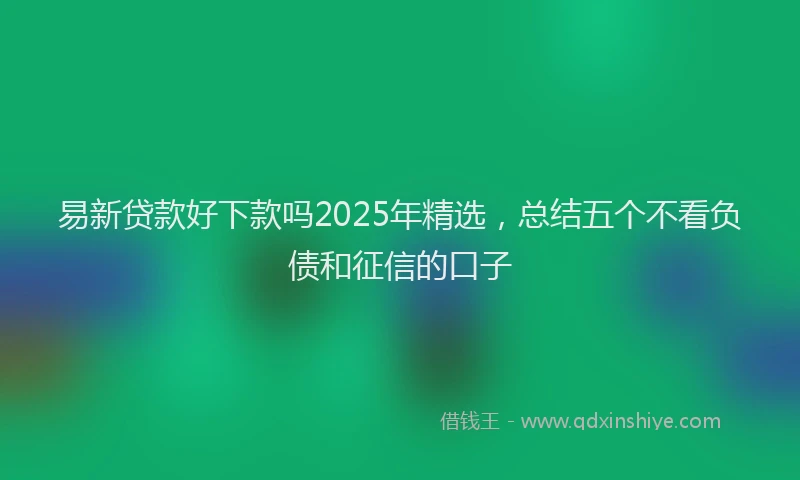 易新贷款好下款吗2025年精选，总结五个不看负债和征信的口子