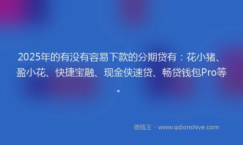 2025年的有没有容易下款的分期贷有：花小猪、盈小花、快捷宝融、现金侠速贷、畅贷钱包Pro等。