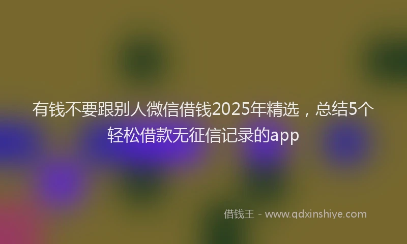 有钱不要跟别人微信借钱2025年精选，总结5个轻松借款无征信记录的app