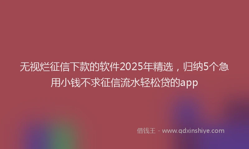 无视烂征信下款的软件2025年精选，归纳5个急用小钱不求征信流水轻松贷的app