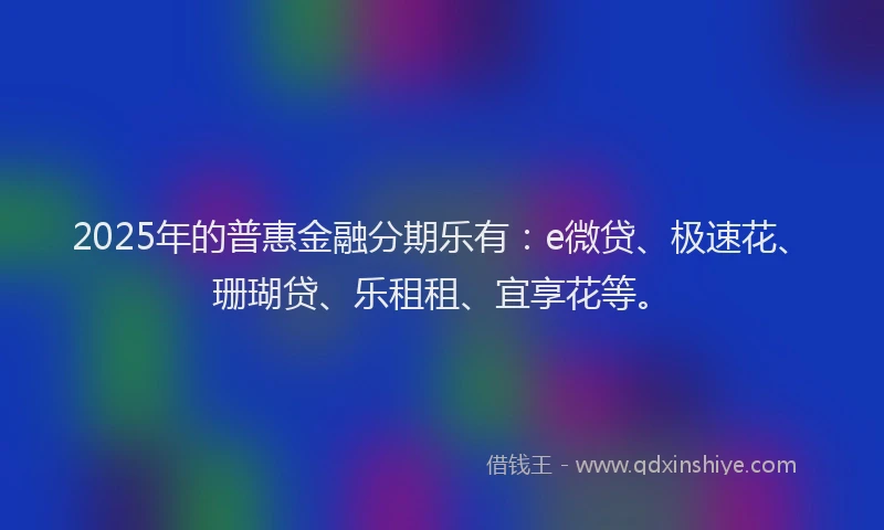 2025年的普惠金融分期乐有：e微贷、极速花、珊瑚贷、乐租租、宜享花等。