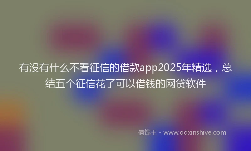 有没有什么不看征信的借款app2025年精选，总结五个征信花了可以借钱的网贷软件