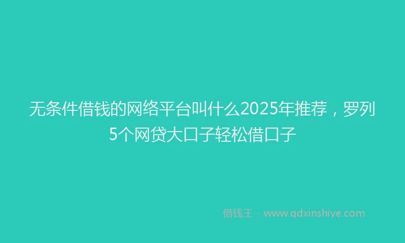 无条件借钱的网络平台叫什么2025年推荐，罗列5个网贷大口子轻松借口子