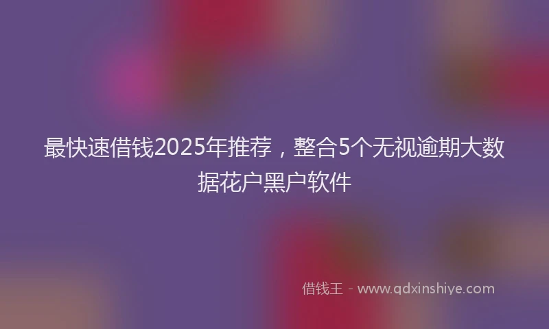 最快速借钱2025年推荐，整合5个无视逾期大数据花户黑户软件
