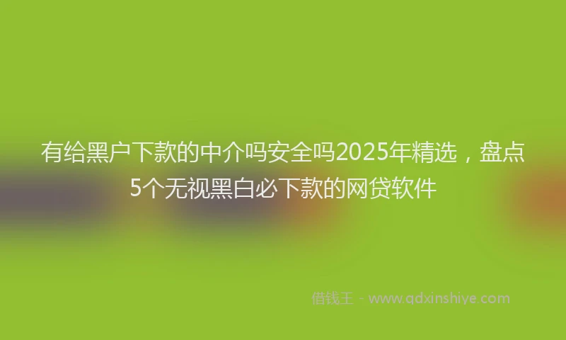 有给黑户下款的中介吗安全吗2025年精选，盘点5个无视黑白必下款的网贷软件