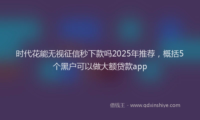 时代花能无视征信秒下款吗2025年推荐，概括5个黑户可以做大额贷款app