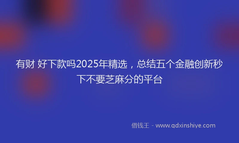 有财 好下款吗2025年精选，总结五个金融创新秒下不要芝麻分的平台