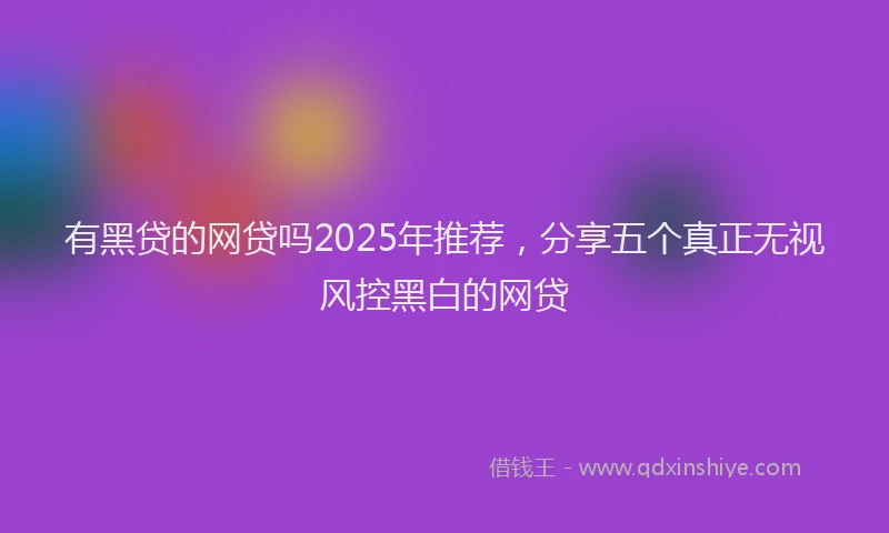 有黑贷的网贷吗2025年推荐，分享五个真正无视风控黑白的网贷
