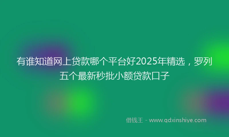 有谁知道网上贷款哪个平台好2025年精选，罗列五个最新秒批小额贷款口子