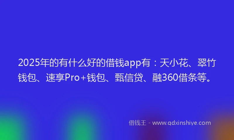 2025年的有什么好的借钱app有：天小花、翠竹钱包、速享Pro+钱包、甄信贷、融360借条等。