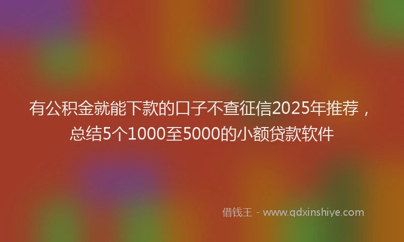 有公积金就能下款的口子不查征信2025年推荐，总结5个1000至5000的小额贷款软件
