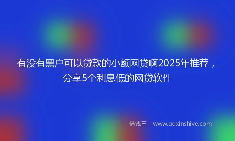 有没有黑户可以贷款的小额网贷啊2025年推荐，分享5个利息低的网贷软件
