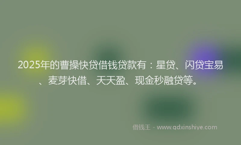 2025年的曹操快贷借钱贷款有：星贷、闪贷宝易、麦芽快借、天天盈、现金秒融贷等。