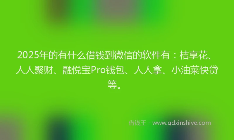 2025年的有什么借钱到微信的软件有：桔享花、人人聚财、融悦宝Pro钱包、人人拿、小油菜快贷等。
