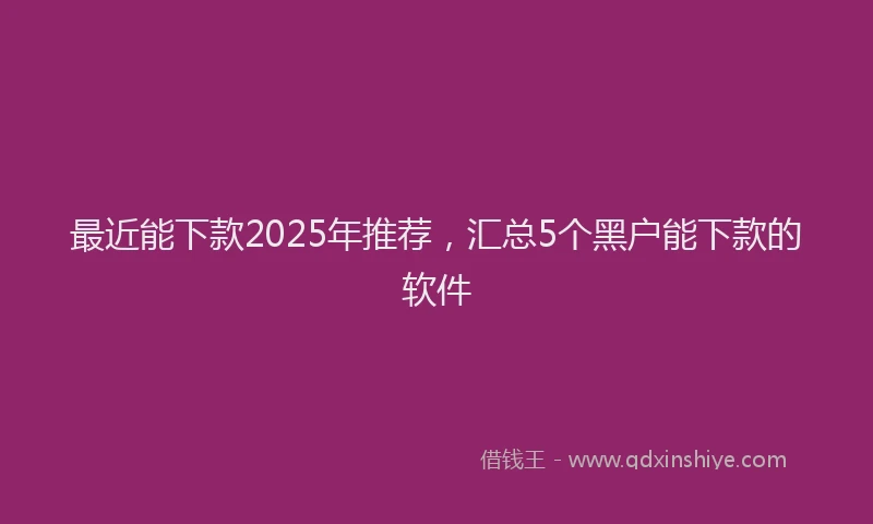 最近能下款2025年推荐，汇总5个黑户能下款的软件