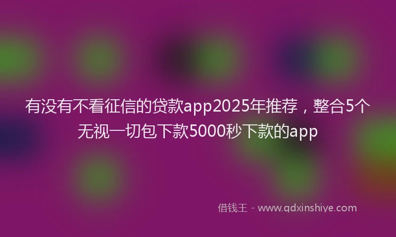 有没有不看征信的贷款app2025年推荐，整合5个无视一切包下款5000秒下款的app