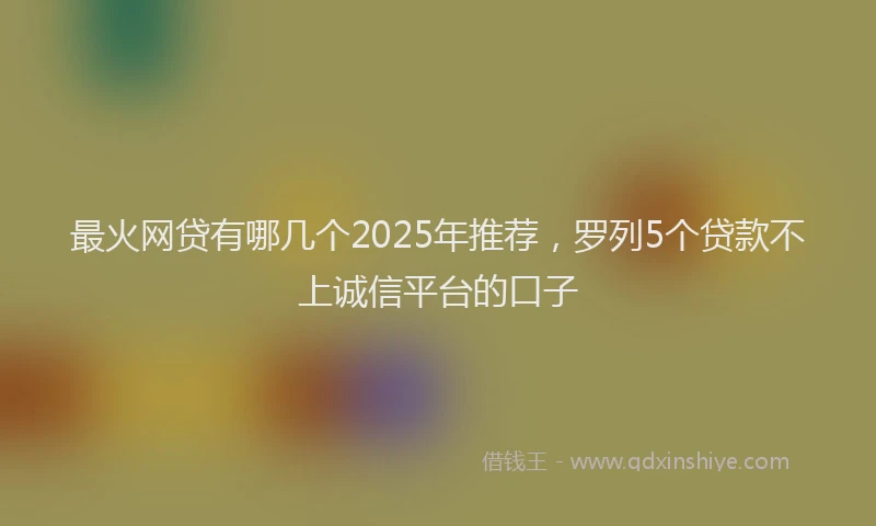 最火网贷有哪几个2025年推荐，罗列5个贷款不上诚信平台的口子