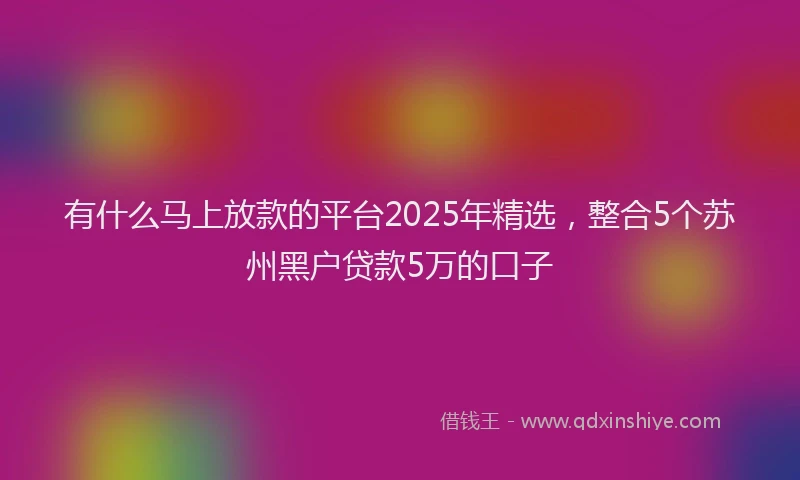 有什么马上放款的平台2025年精选，整合5个苏州黑户贷款5万的口子