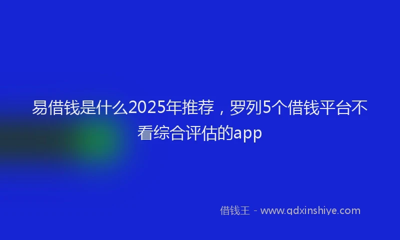 易借钱是什么2025年推荐，罗列5个借钱平台不看综合评估的app