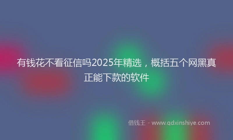 有钱花不看征信吗2025年精选，概括五个网黑真正能下款的软件