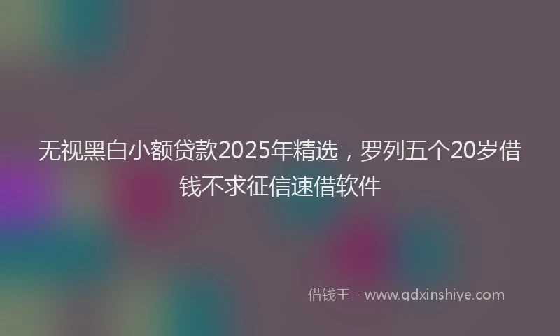无视黑白小额贷款2025年精选，罗列五个20岁借钱不求征信速借软件