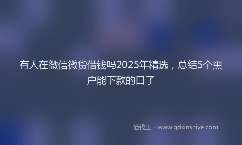 有人在微信微货借钱吗2025年精选，总结5个黑户能下款的口子