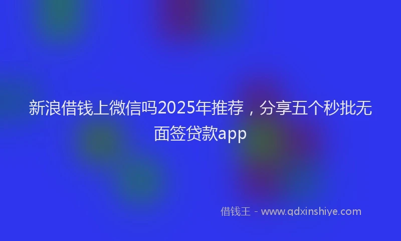 新浪借钱上微信吗2025年推荐，分享五个秒批无面签贷款app