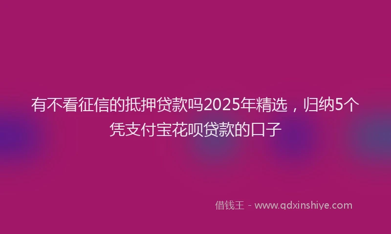 有不看征信的抵押贷款吗2025年精选，归纳5个凭支付宝花呗贷款的口子