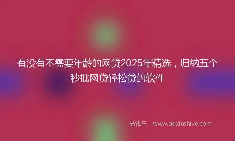 有没有不需要年龄的网贷2025年精选，归纳五个秒批网贷轻松贷的软件