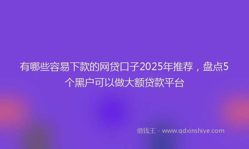 有哪些容易下款的网贷口子2025年推荐，盘点5个黑户可以做大额贷款平台