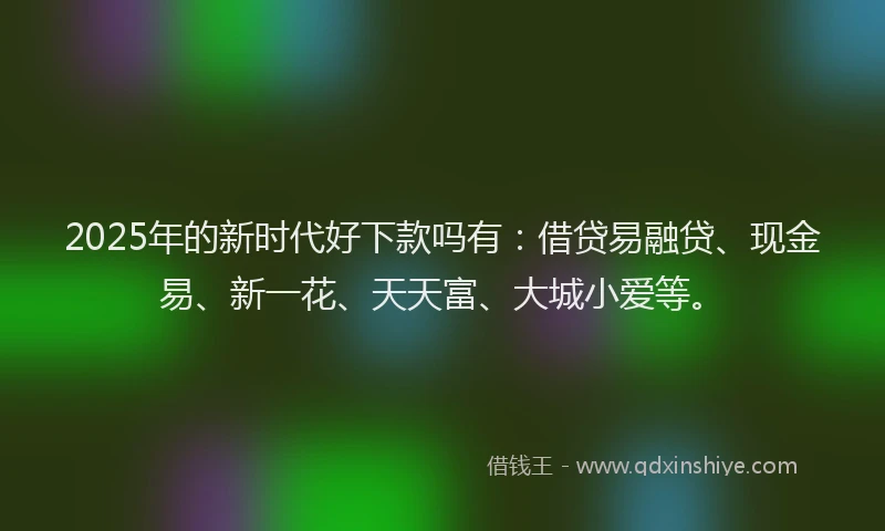 2025年的新时代好下款吗有：借贷易融贷、现金易、新一花、天天富、大城小爱等。